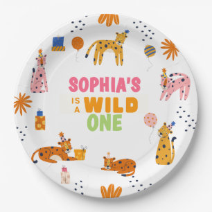 Cute Watercolor animals Wild one Paper Napkin Plate