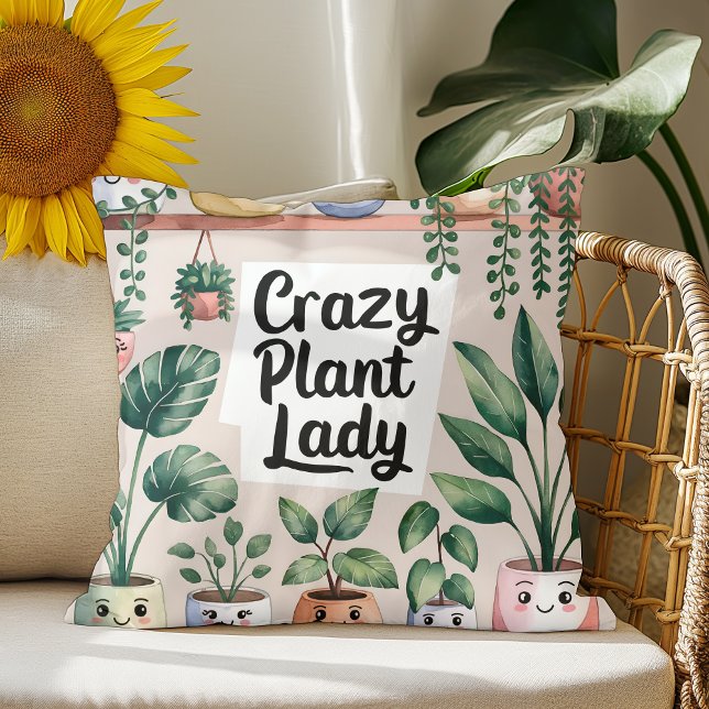 Cute Watercolor Animated Houseplant  Cushion (Creator Uploaded)