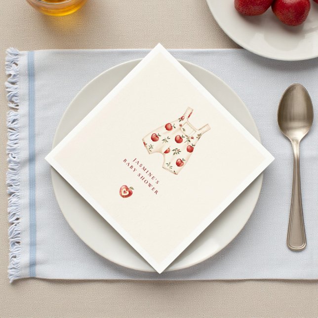 cute Watercolor Apple Romper Baby Shower  Napkin (Creator Uploaded)