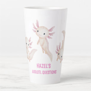 Cute Watercolor Axolotl Questions Personalized Kid Latte Mug