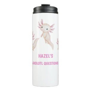 Cute Watercolor Axolotl Questions Personalized Kid Thermal Tumbler