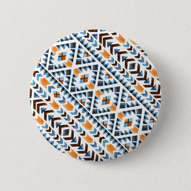 Cute watercolor aztec pattern 6 cm round badge (Front)