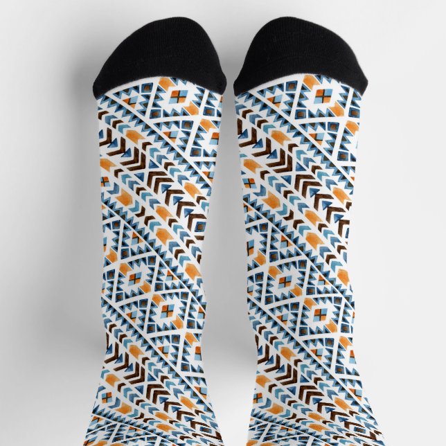 Cute watercolor aztec pattern socks (Top)
