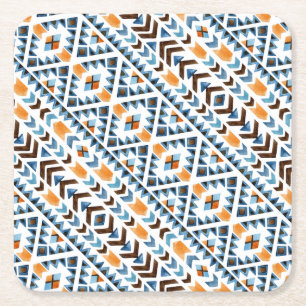 Cute watercolor aztec pattern square paper coaster