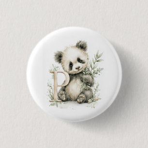 Cute Watercolor Baby Animals with Alphabet Letters 3 Cm Round Badge