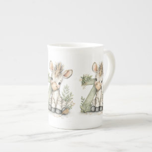 Cute Watercolor Baby Animals with Alphabet Letters Bone China Mug