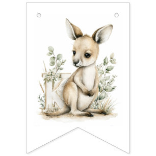 Cute Watercolor Baby Animals with Alphabet Letters Bunting