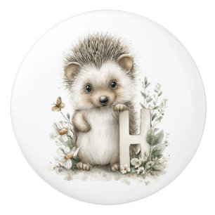 Cute Watercolor Baby Animals with Alphabet Letters Ceramic Knob