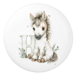 Cute Watercolor Baby Animals with Alphabet Letters Ceramic Knob