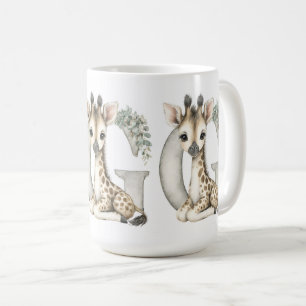 Cute Watercolor Baby Animals with Alphabet Letters Coffee Mug