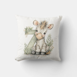 Cute Watercolor Baby Animals with Alphabet Letters Cushion