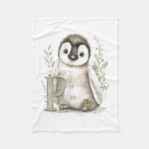 Cute Watercolor Baby Animals with Alphabet Letters Fleece Blanket