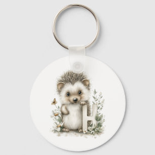 Cute Watercolor Baby Animals with Alphabet Letters Key Ring