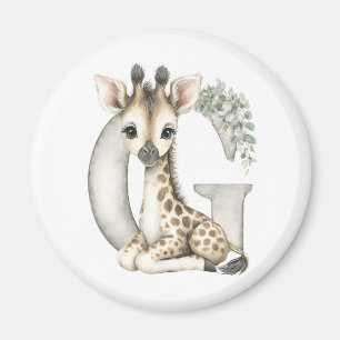 Cute Watercolor Baby Animals with Alphabet Letters Magnet