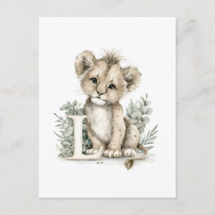 Cute Watercolor Baby Animals with Alphabet Letters Postcard