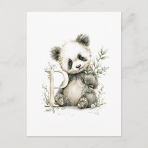 Cute Watercolor Baby Animals with Alphabet Letters Postcard