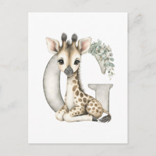 Cute Watercolor Baby Animals with Alphabet Letters Postcard