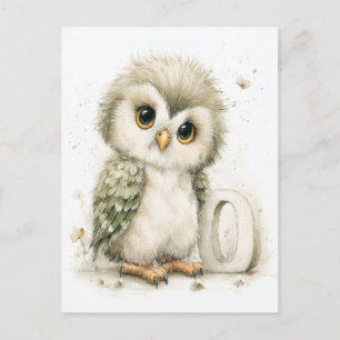 Cute Watercolor Baby Animals with Alphabet Letters Postcard