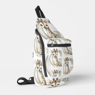 Cute Watercolor Baby Animals with Alphabet Letters Sling Bag