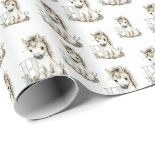 Cute Watercolor Baby Animals with Alphabet Letters Wrapping Paper