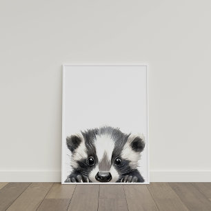 Cute Watercolor Baby Badger Nursery Decor