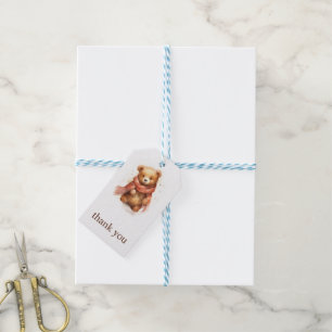 Cute Watercolor Baby Bear Party Gift Tag