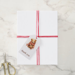 Cute Watercolor Baby Bear Party Gift Tag
