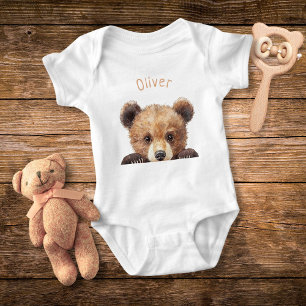 Cute Watercolor Baby Bear Personalised Bodysuit