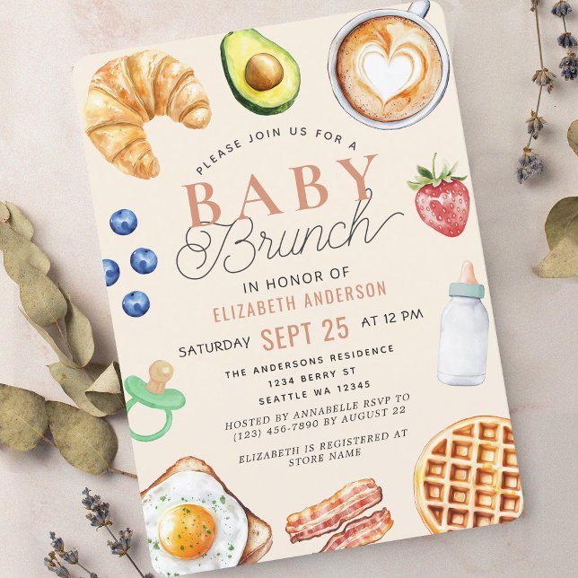 Cute  Watercolor Baby Brunch Baby Shower Invitation (Creator Uploaded)