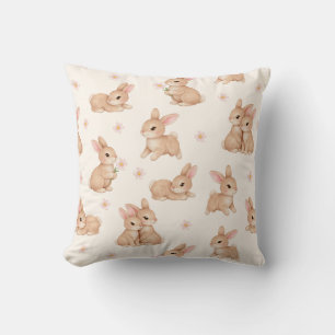 Cute Watercolor Baby Bunny Rabbit Pattern Cushion