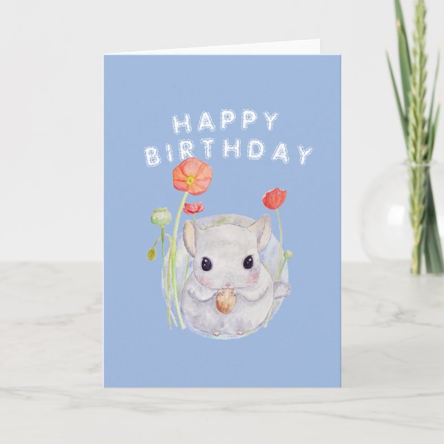 Cute Watercolor Baby Chinchilla wish Card (Front)