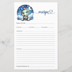 Cute watercolor baby dino at starry night recipe