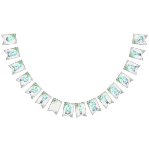 Cute Watercolor Baby Dinosaur 1st Birthday Bunting