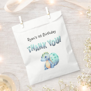Cute Watercolor Baby Dinosaur 1st Birthday Favour Bag