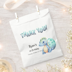 Cute Watercolor Baby Dinosaur 1st Birthday Favour Bag