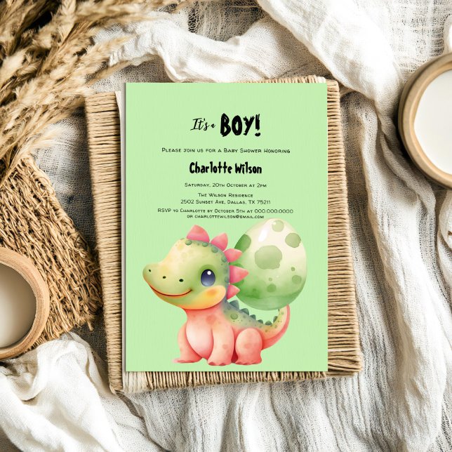 Cute Watercolor Baby Dinosaur Baby Shower Invitation (Creator Uploaded)