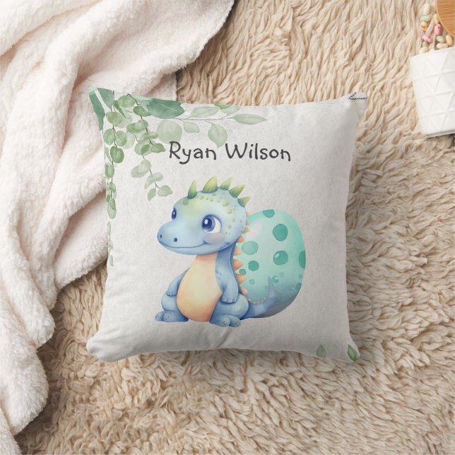 Cute Watercolor Baby Dinosaur Cushion (Blanket)