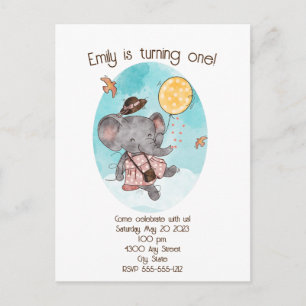 Cute Watercolor Baby Elephant Postcard