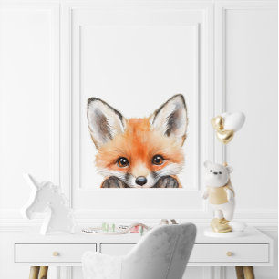 Cute Watercolor Baby Fox Nursery Decor