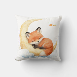 Cute Watercolor Baby Fox Personalized Name Nursery Cushion
