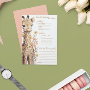Cute Watercolor Baby Giraffe Baby Shower Advice Card