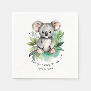 Cute Watercolor Baby Koala Baby Shower Napkin