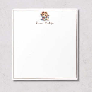 Cute Watercolor Baby Lion Name Nursery Notepad