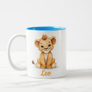 Cute Watercolor Baby Lion Personalized Kids Nm Mug