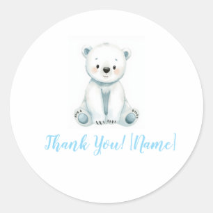 Cute Watercolor Baby Polar Bear Thank You Favour S Classic Round Sticker