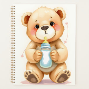 Cute Watercolor Baby Teddy Bear Illustration  Planner