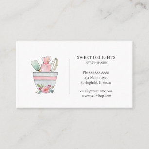 Cute watercolor bakery business card