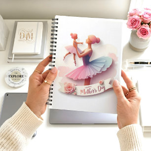 Cute Watercolor Ballerina Mum silhouette notebook