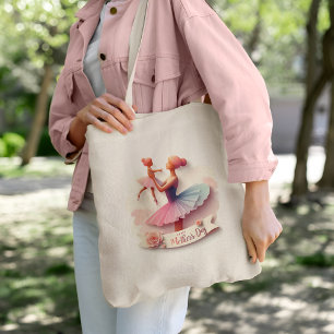 Cute Watercolor Ballerina Mum silhouette Tote Bag