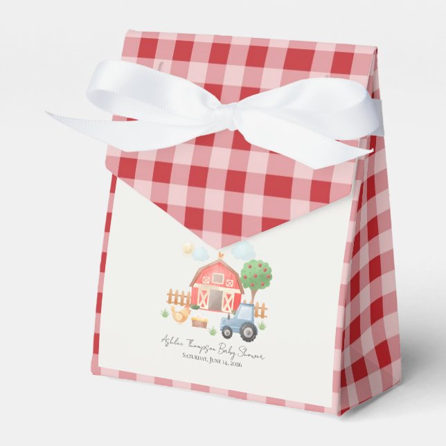 Cute Watercolor Barn Farm Animals Baby Shower  Favour Box (Front Side)